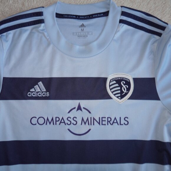 Men's Medium Adidas Sporting Kansas City Home Light Blue Soccer Jersey Replica - Picture 2 of 4